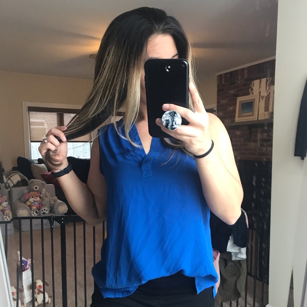Blue Sleeveless Blouse